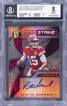 2019 Panini Gold Standard Gold Strike Autographs #6 Patrick Mahomes II Signed Card (#19/25) - BGS NM-MT 8/BGS 9